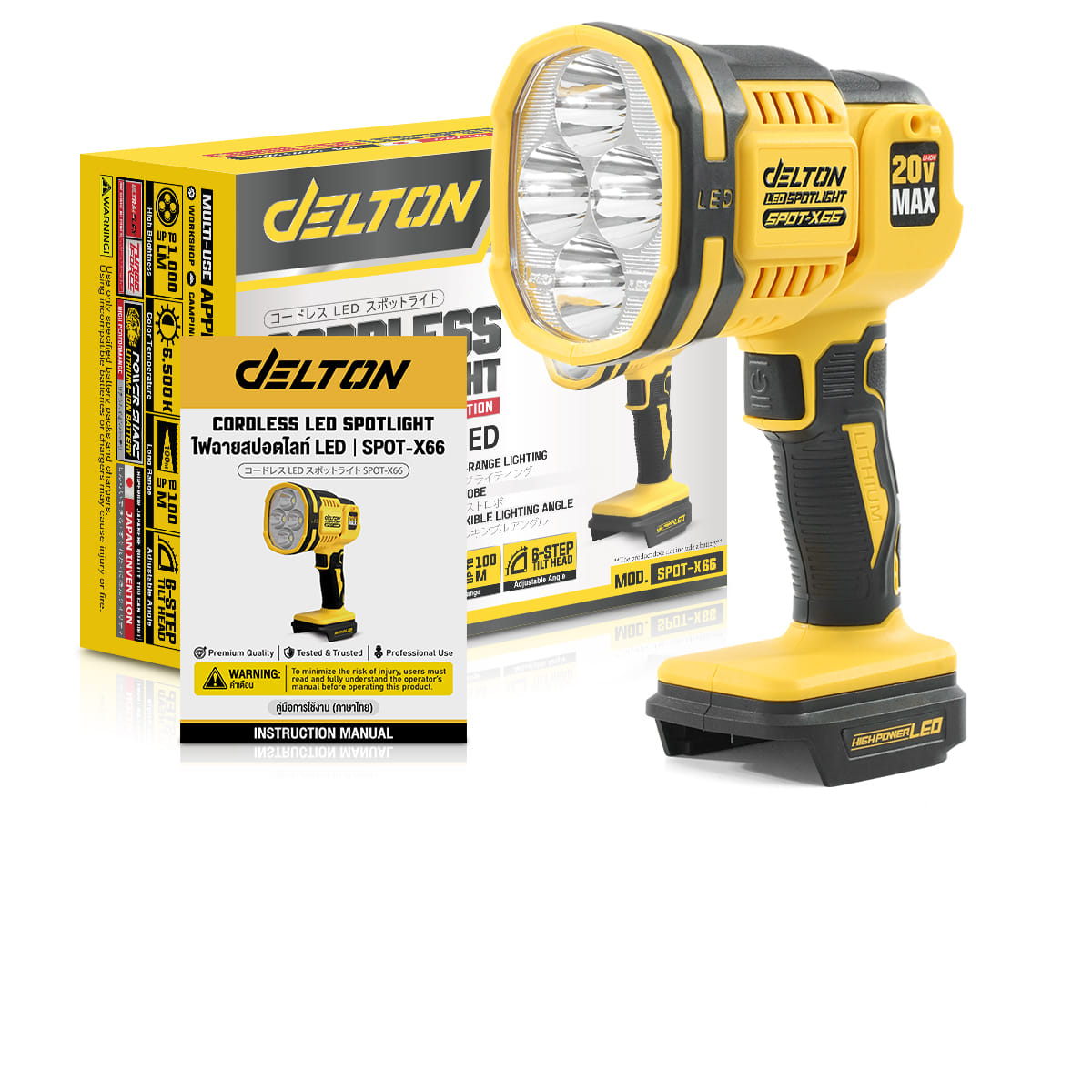 ไฟฉาย LED ไร้สาย (เฉพาะเครื่องเปล่า) DELTON รุ่น SPOT-X66 20V_1